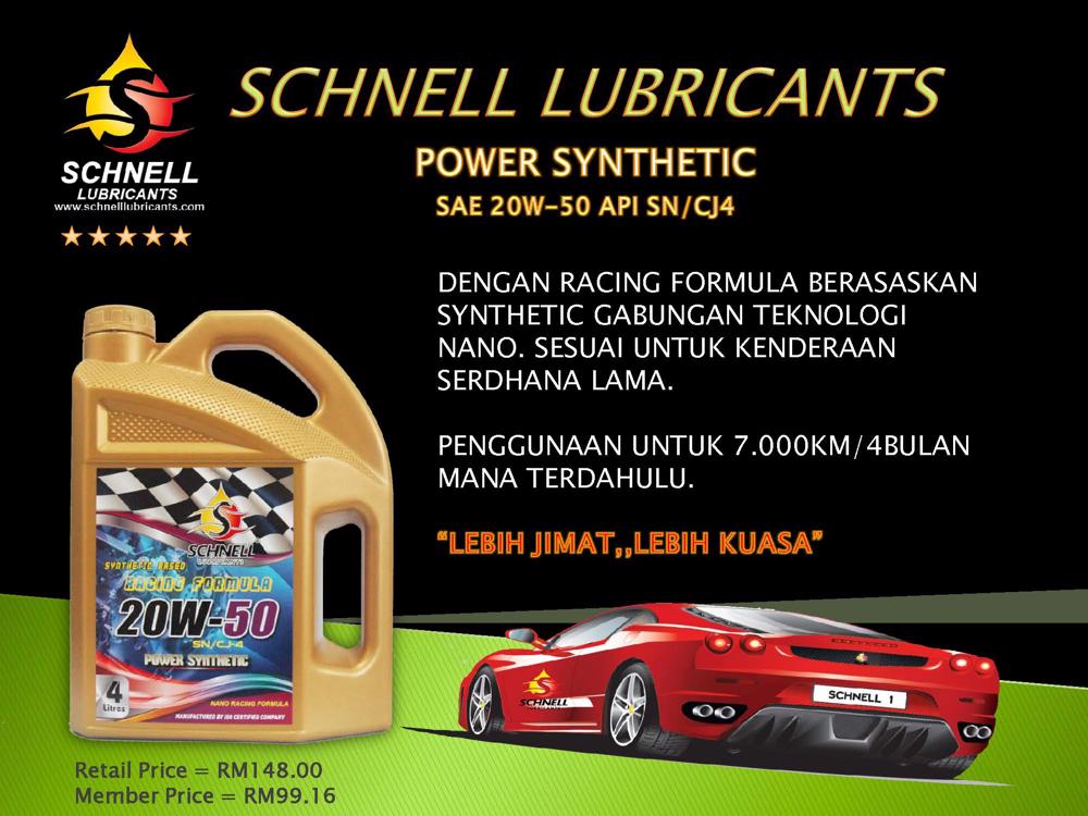 SCHNELL POWER SYNTHETIC SAE 20W-50 API SN/CJ4