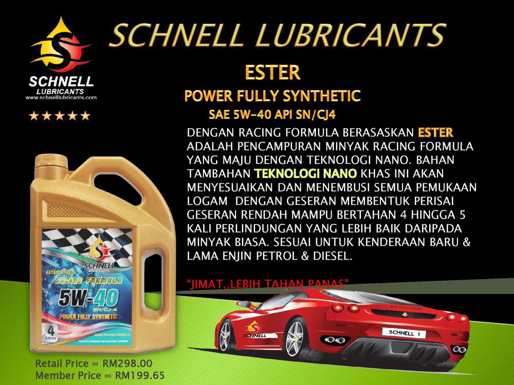 SCHNELL POWER FULLY SYNTHETIC (ESTER BASED) 5W40 SN/CJ4 4L